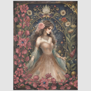 Dark Romantic Girl Floral Abstract Art Tissue Paper