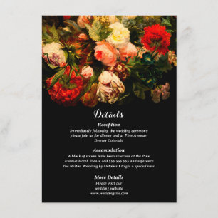 Dark romantic moody elegant floral wedding enclosure card