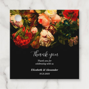 Dark romantic moody elegant floral wedding favour tags