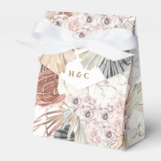 Dark Romantic Pampas Dried Grass Floral Elegant Favor Box (Front Side)