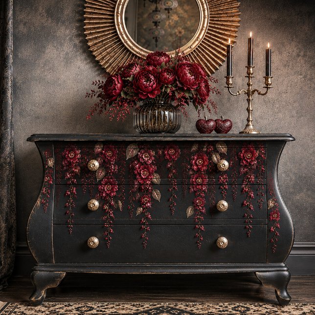 Dark Romantic Red Floral Decoupage Tissue Paper | (Creator Uploaded)