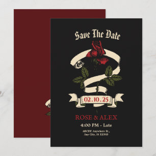 Dark Romantic Rose wedding Save The Date