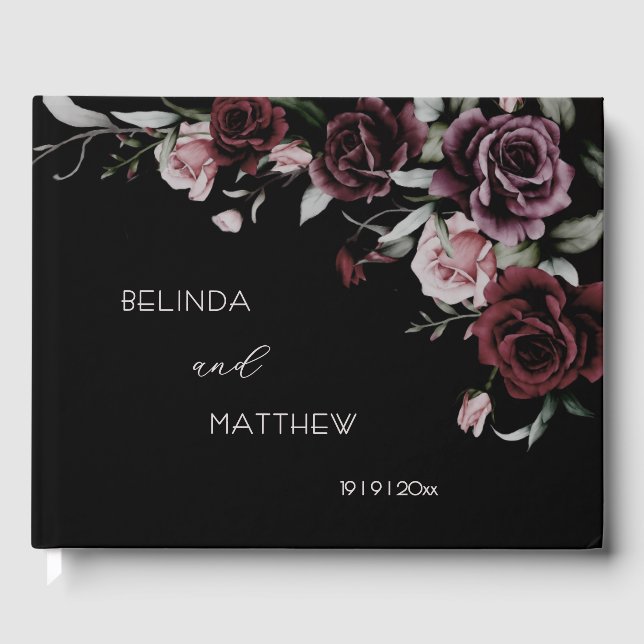 Dark Romantic Roses | Wedding Guest Book (Front)
