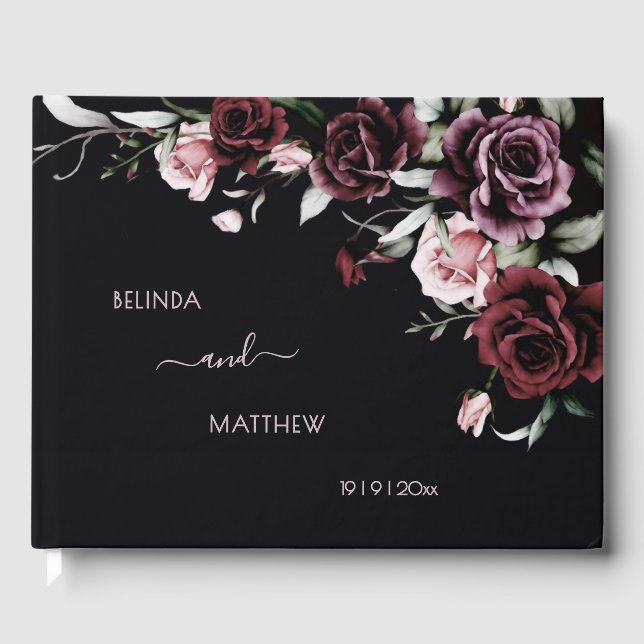 Dark Romantic Roses | Wedding Guest Book (Front)