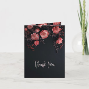 Dark Romantic Roses Wedding Photo Thank You