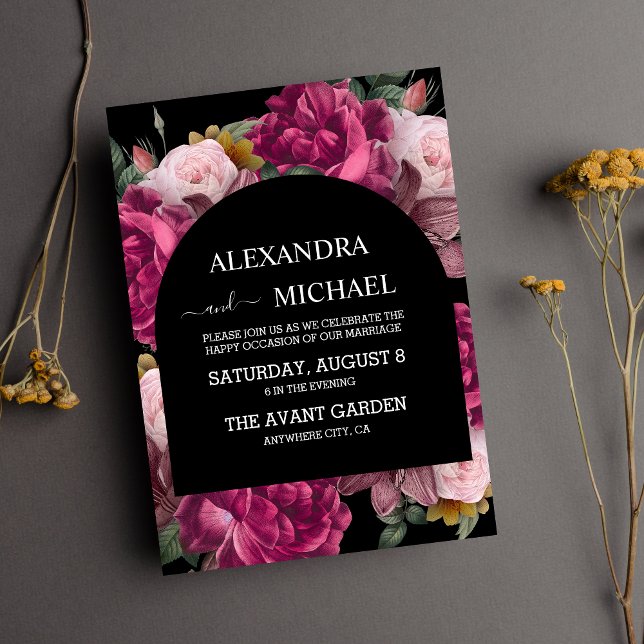 Dark Romantic Watercolor Floral Dutch Masters Wedd Invitation (Creator Uploaded)