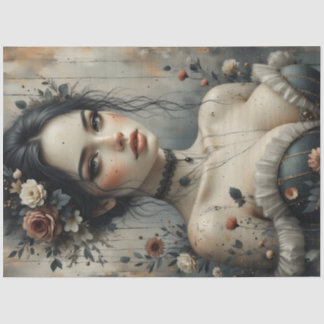 Dark Romantic Woman Portrait Decoupage Tissue Paper