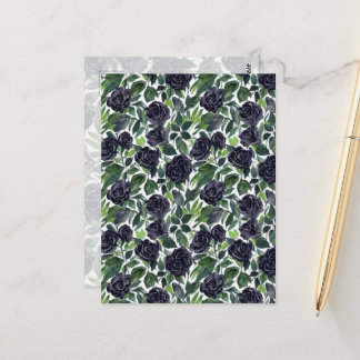 Dark rose delight, watercolor black roses print postcard