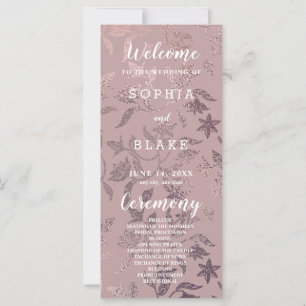 Dark Rose Gold and Floral Wedding Program