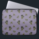 Dark Rose Pattern  Laptop Sleeve<br><div class="desc">Vintage and gothic laptop sleeve featuring illustration of black roses with greenery made into a pattern. The background is purple.</div>