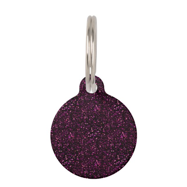 Dark Rose Pink Posh Glitter Pet Tag (Front)