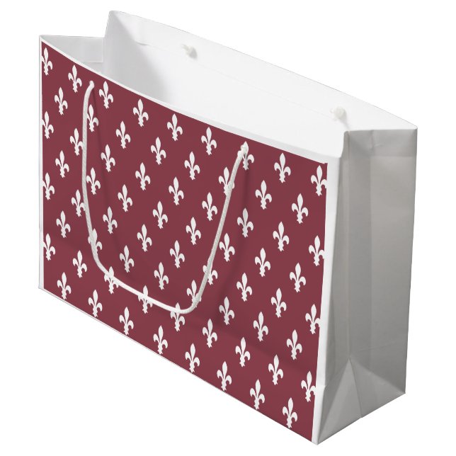 Dark Rose Victorian Fleur de Lys Large Gift Bag (Front Angled)