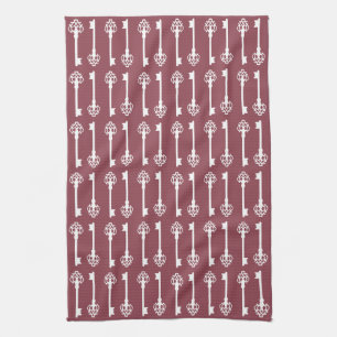 Dark Rose Victorian Keys Kitchen Towel