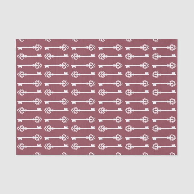Dark Rose Victorian Keys Tissue Paper (Front)