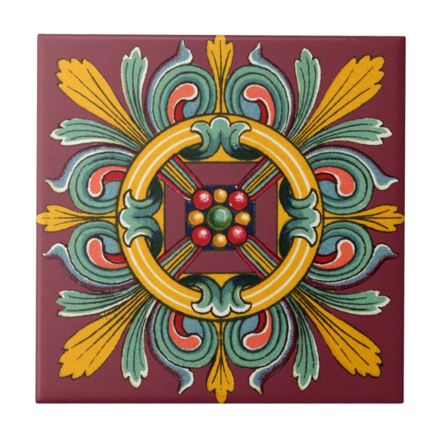 Dark Rose Victorian Tile Design (Front)
