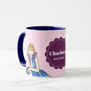 Dark Royal Blue Cocktail Gown Fashion Illustration Mug
