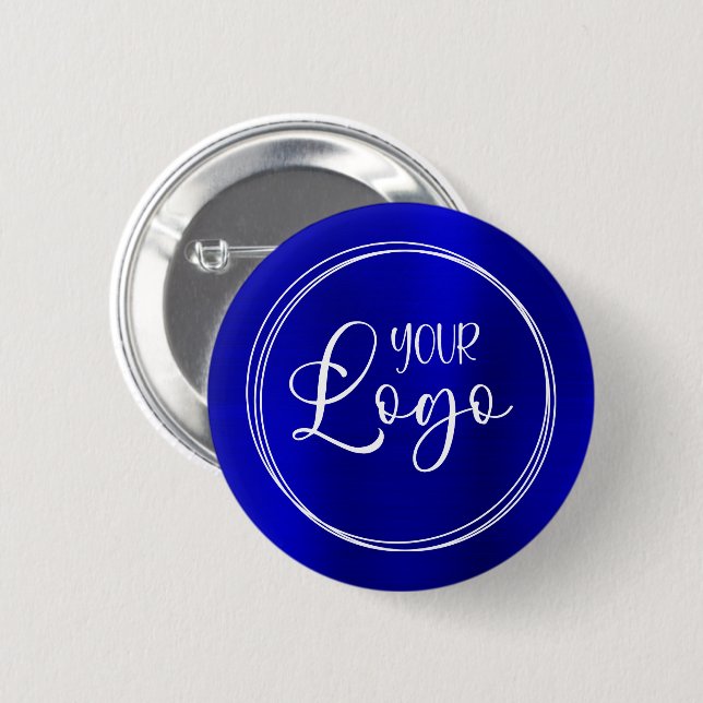 Dark Royal Blue Foil Business Logo 2 Inch Round Button (Front & Back)