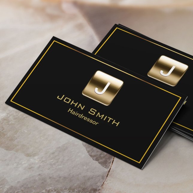 Dark Royal Gold Stamp Hairdresser Business Card (Creator Uploaded)