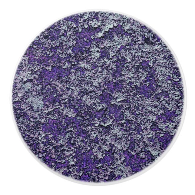 Dark Royal Purple Rusted Metal Texture Abstract Ceramic Knob (Front)