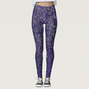 Dark Royal Purple Rusted Metal Texture Abstract Leggings