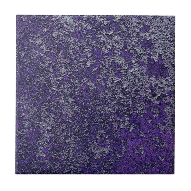 Dark Royal Purple Rusted Metal Texture Abstract Tile (Front)