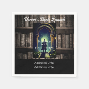 Dark Rustic Bookshelves Background Napkin