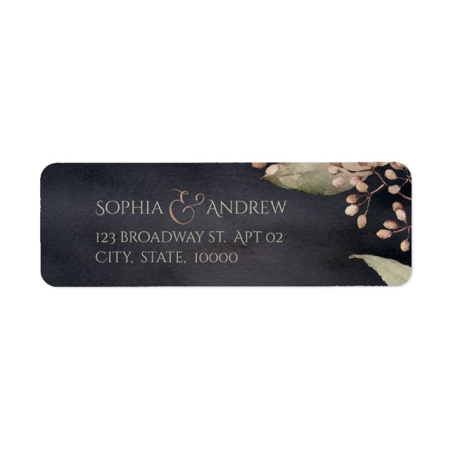 Dark rustic botanical greenery return address (Front)
