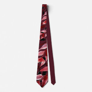 Dark Rustic burgundy autumn botanical Neck tie