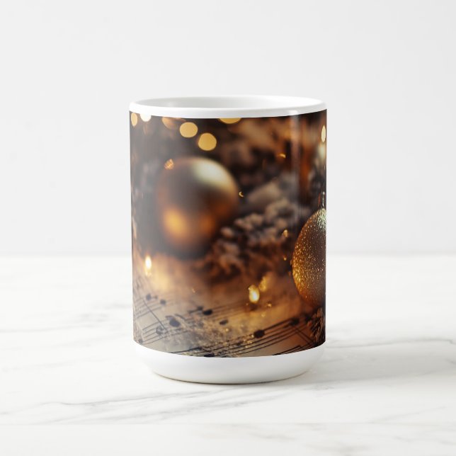 Dark Rustic Christmas Musical Notes Mug (Center)
