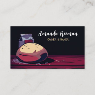 Dark Rustic Dough and Flour Baker Business Card