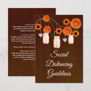 Dark Rustic Orange Floral Mason Jar Safety Measure Enclosure Card