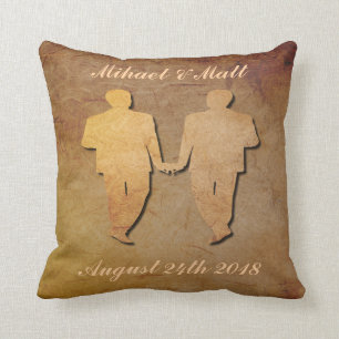 Dark Rustic Pillow Custom Gay Wedding Gift for Men