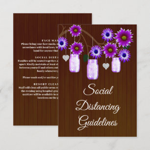 Dark Rustic Purple Floral Mason Jar Safety Measure Enclosure Card