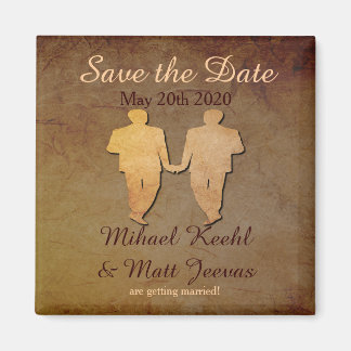 Dark Rustic Save the Date Magnet Gay Wedding