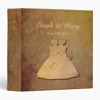 Dark Rustic Vintage Texture Lesbian Wedding Album Binder