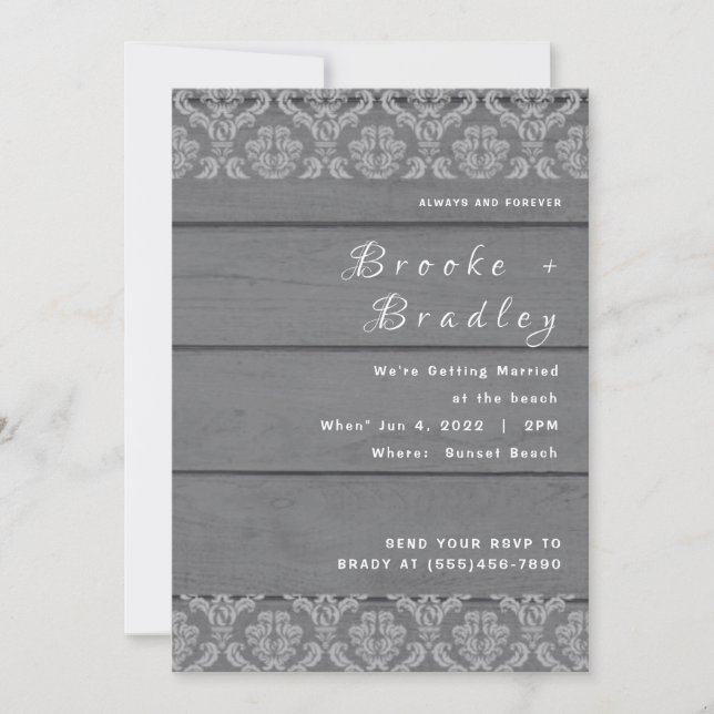 Dark Rustic Wood Floral Wedding Invitation (Front)