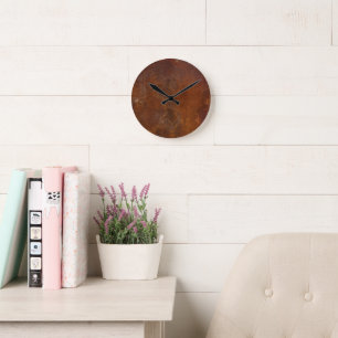 Dark Rusty Industrial Metal Plate Round Clock