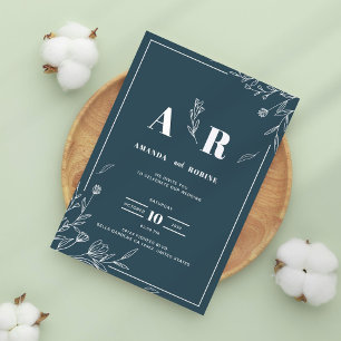 Dark Sage Botanical Wedding Invitation