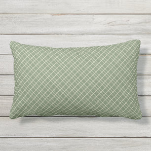 Dark Sage Diagonal Tattersall Lumbar Pillow