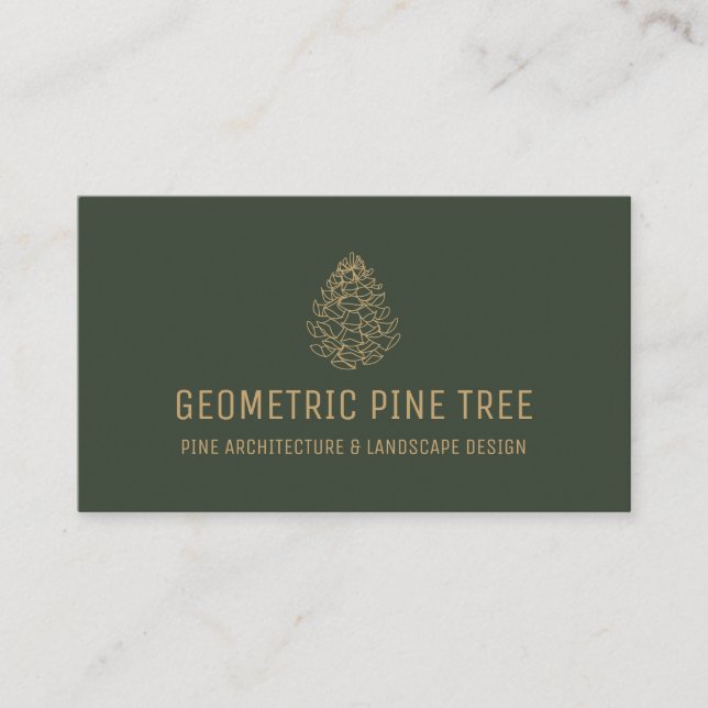 Dark Sage Green Beige Forest Tree Rustic Pine Cone Business Card (Front)