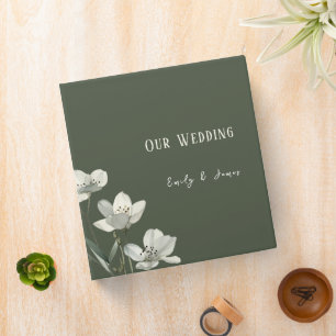 Dark Sage Green Botanical Wedding Binder