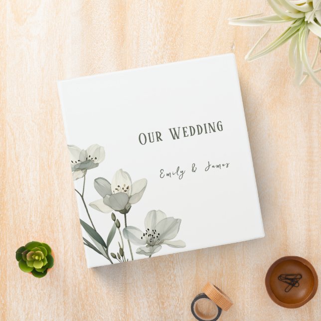 Dark Sage Green Botanical Wedding Binder (In Situ)
