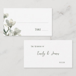 Dark Sage Green Botanical Wedding Place Card