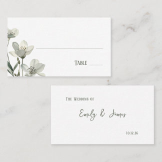 Dark Sage Green Botanical Wedding Place Card