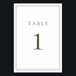 Dark Sage Green Modern Minimalist Wedding Table Number<br><div class="desc">Sage Green modern, minimalist wedding table number. Fully customizable! **PLEASE NOTE: For ordering Table Numbers, each card number must be edited/customized separately and added to your cart. For example: if you just select Qty: 20 cards and Add to Cart, it will be of the same number unless you customize each...</div>