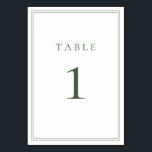 Dark Sage Green Modern Minimalist Wedding Table Number<br><div class="desc">Sage Green modern, minimalist wedding table number. Fully customizable! **PLEASE NOTE: For ordering Table Numbers, each card number must be edited/customized separately and added to your cart. For example: if you just select Qty: 20 cards and Add to Cart, it will be of the same number unless you customize each...</div>