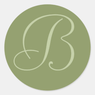 Dark Sage Green Monogrammed Wedding Envelope Seals