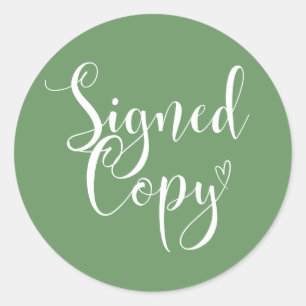 Dark Sage   Heart Handwriting Signed Copy Classic Round Sticker