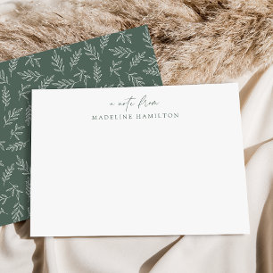 Dark Sage Modern Minimalist Botanical Personalized Card