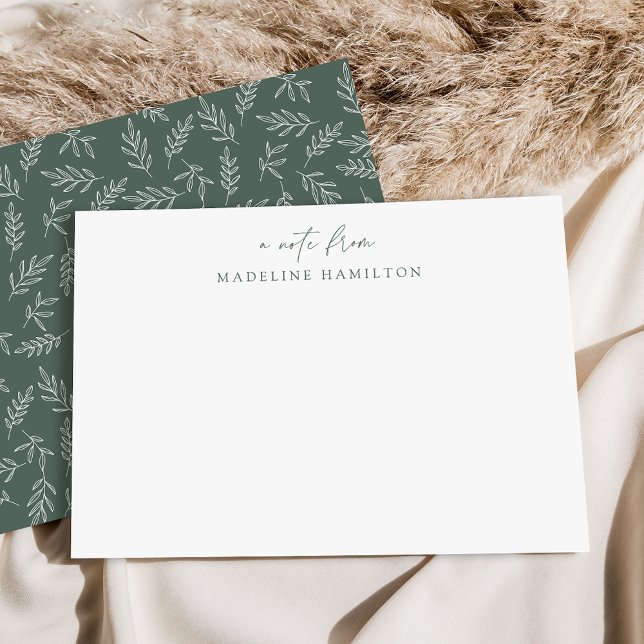 Dark Sage Modern Minimalist Botanical Personalized Card (Creator Uploaded)
